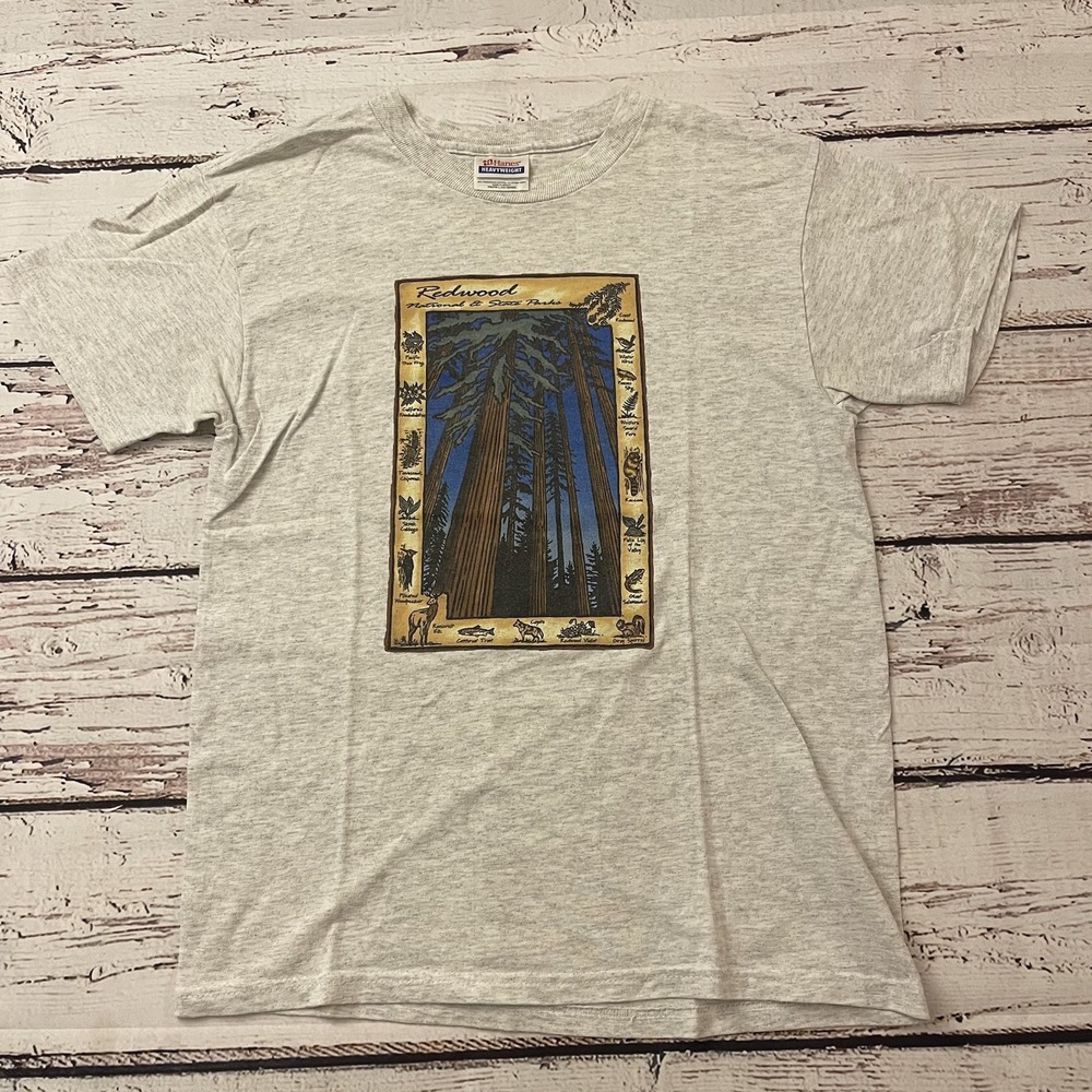 Vintage California Redwoods Big Trees T Shirt Hanes Size Youth Large 14-16